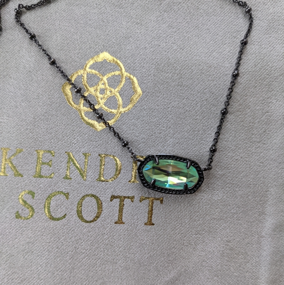 Gunmetal Elisa necklace with diachroic glass